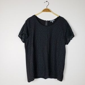 Market & Spruce • Black Geometric Lace Top